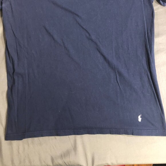 Polo Ralph Lauren Men's Crewneck Tee Shirt Large Navy BLue V-Neck Short Sleeve - Picture 6 of 9